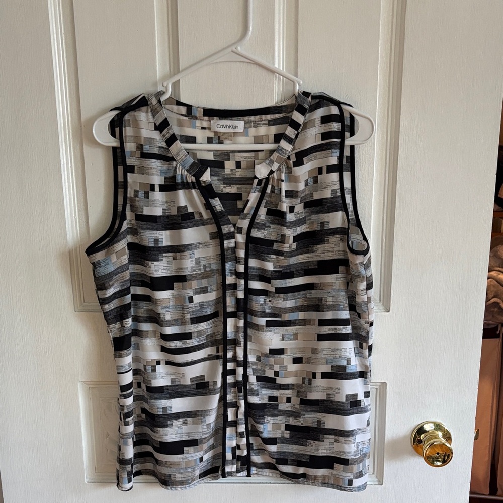 Calvin Klein Monochrome Sleeveless Blouse